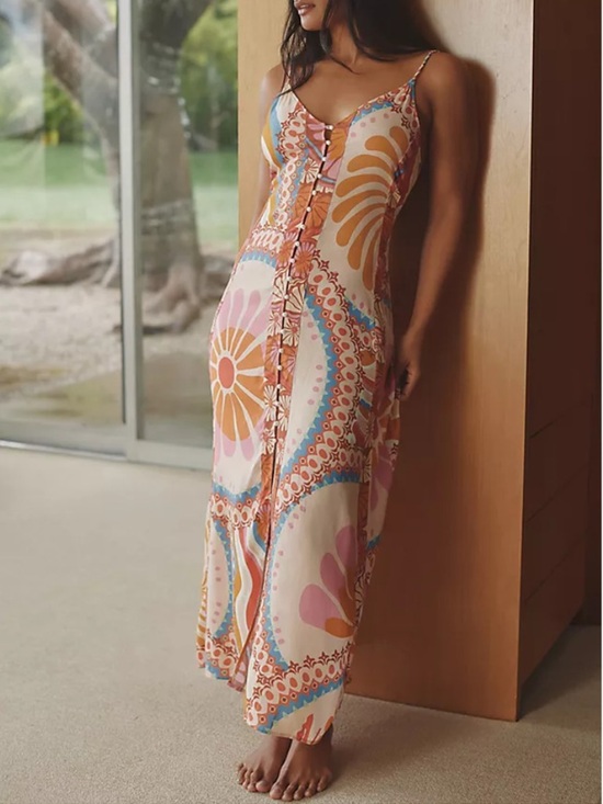 Maaji Dresses & Skirts - Maaji Pink Orange Blue Floral Maxi Dress